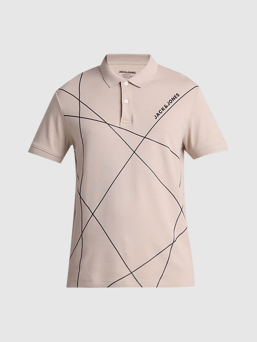 Light Brown Printed Cotton Polo T-shirt - Image 7