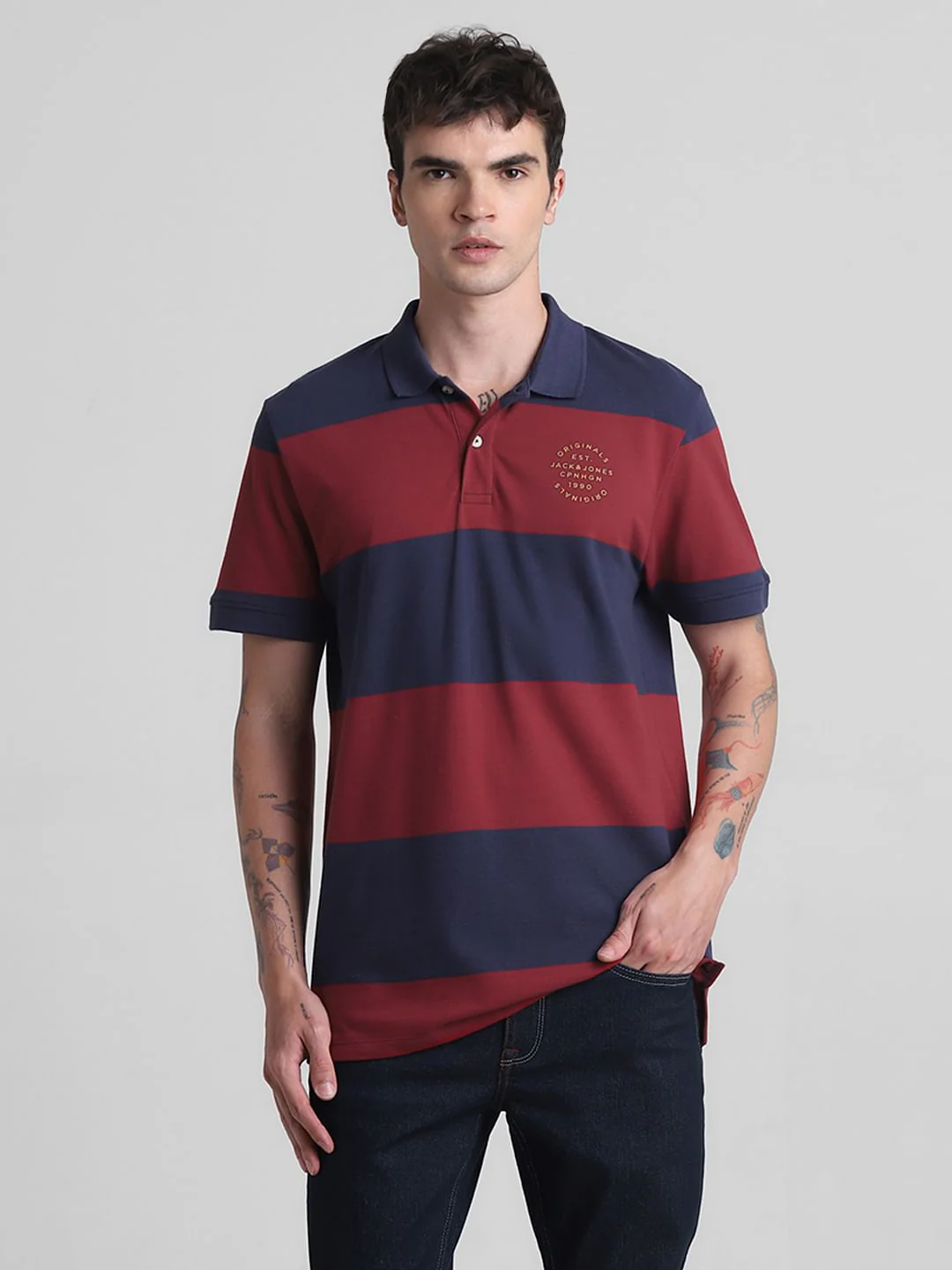 Red Colourblocked Polo T-shirt - Image 2