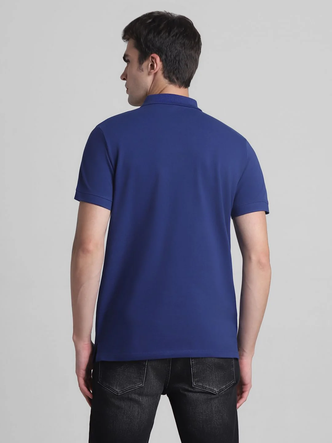 Blue Colourblocked Contrast Tipping Polo - Image 5