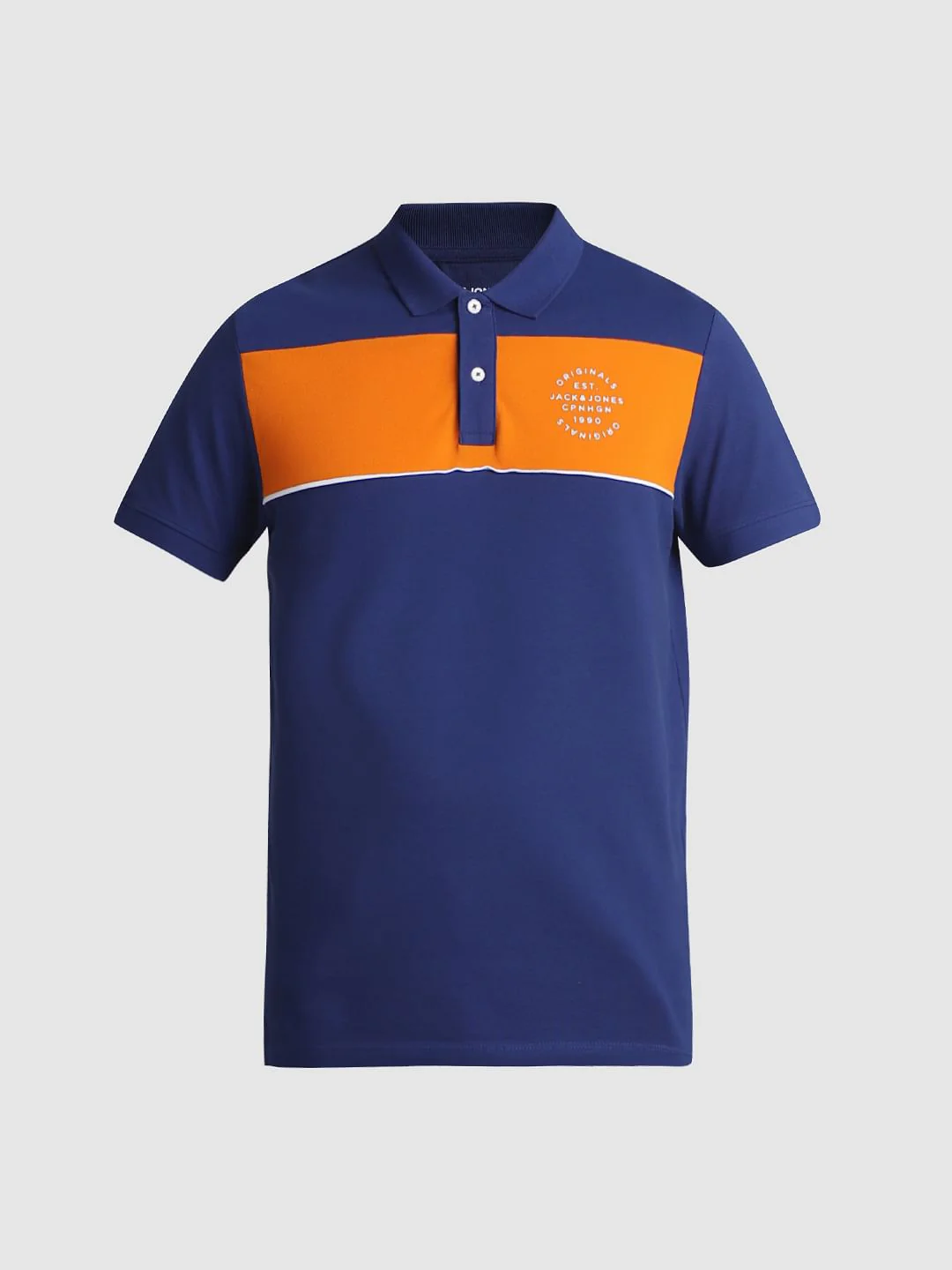 Blue Colourblocked Contrast Tipping Polo - Image 7