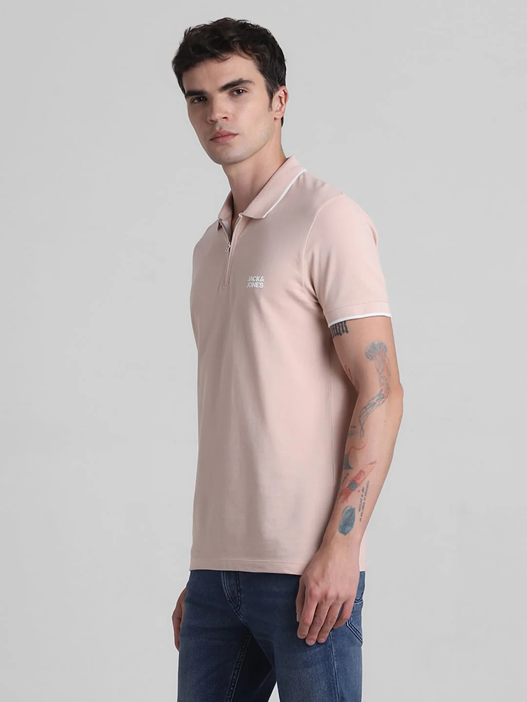 Pink Zip Detail Polo T-shirt - Image 3