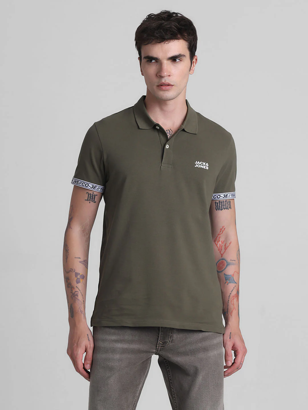 Green Logo Tape Print Polo T-shirt - Image 2