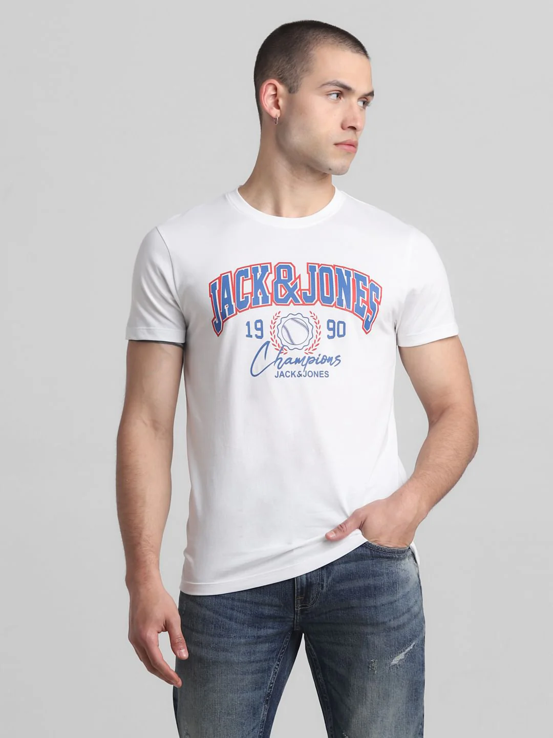 White Logo Print Crew Neck T-shirt - Image 2
