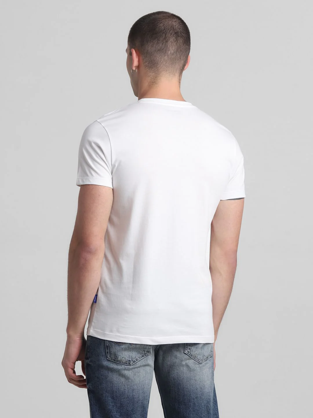 White Logo Print Crew Neck T-shirt - Image 4
