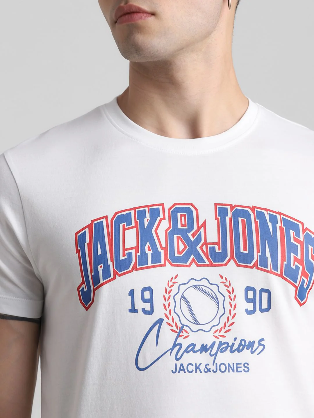 White Logo Print Crew Neck T-shirt - Image 5
