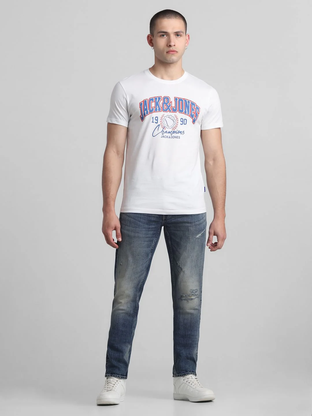 White Logo Print Crew Neck T-shirt - Image 6