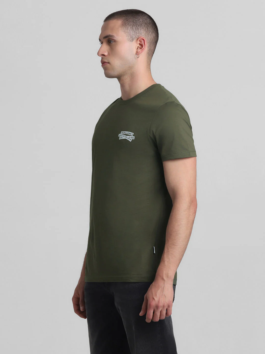 Green Cotton Crew Neck T-shirt - Image 3