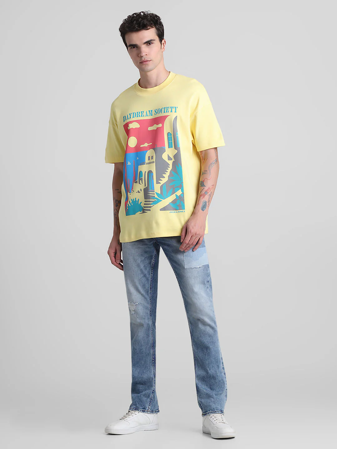 Yellow Graphic Print Crew Neck T-shirt - Image 6