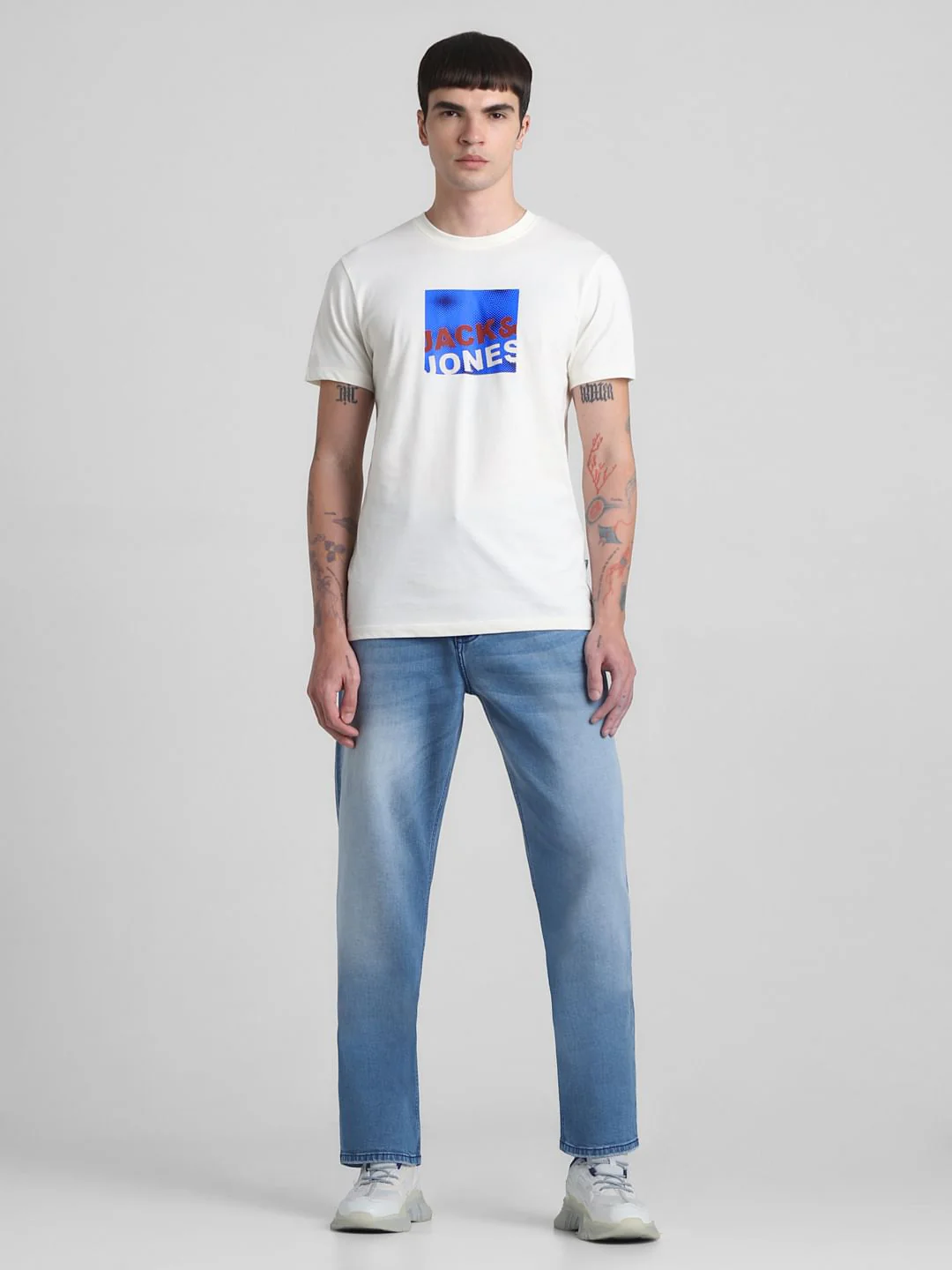 White Logo Print Crew Neck T-shirt - Image 6