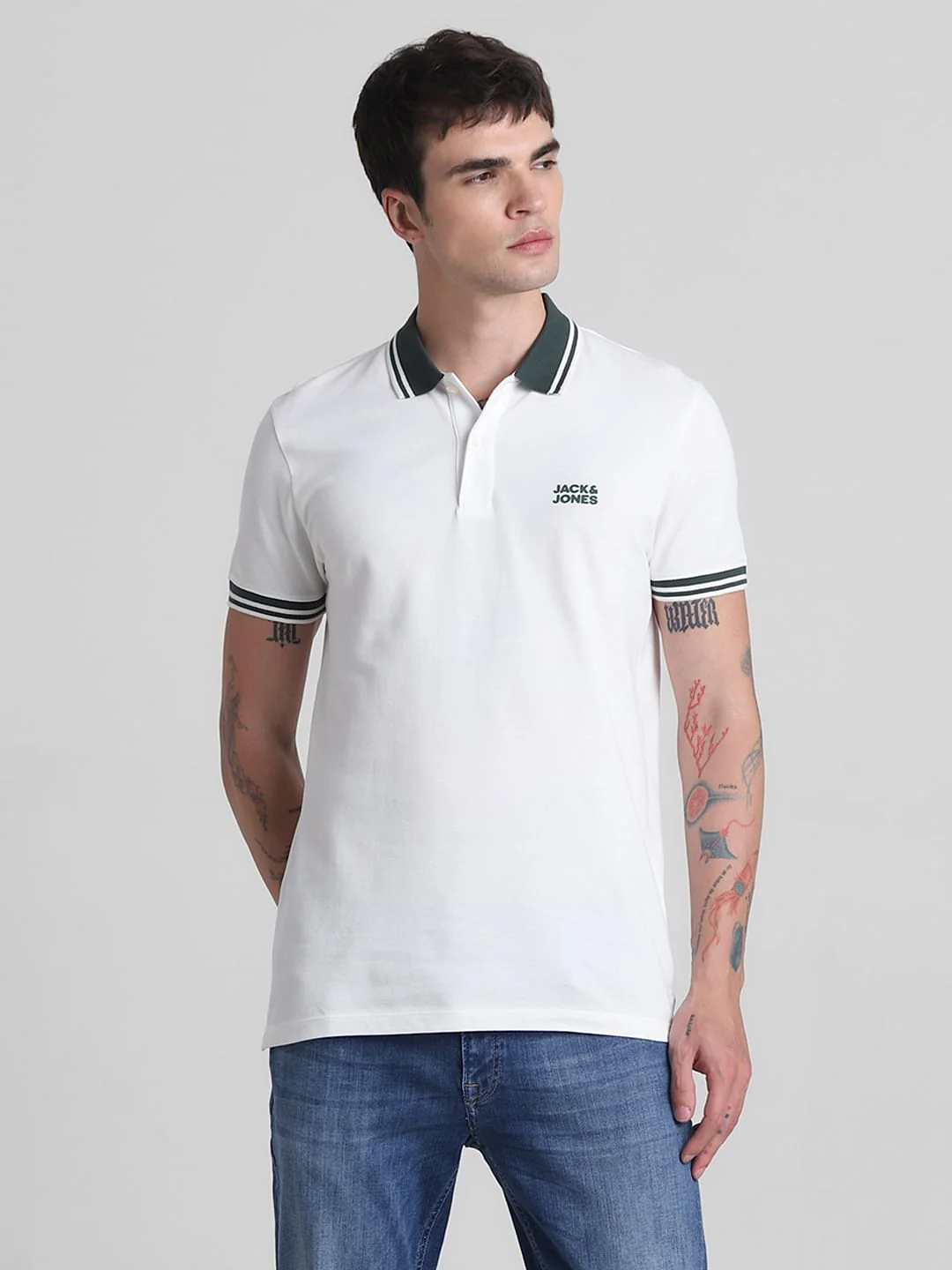 White Contrast Tipping Polo T-shirt - Image 2