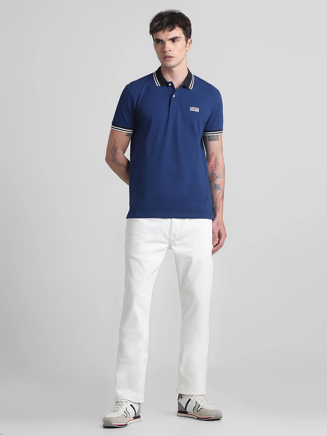 Blue Contrast Tipping Polo T-shirt - Image 6