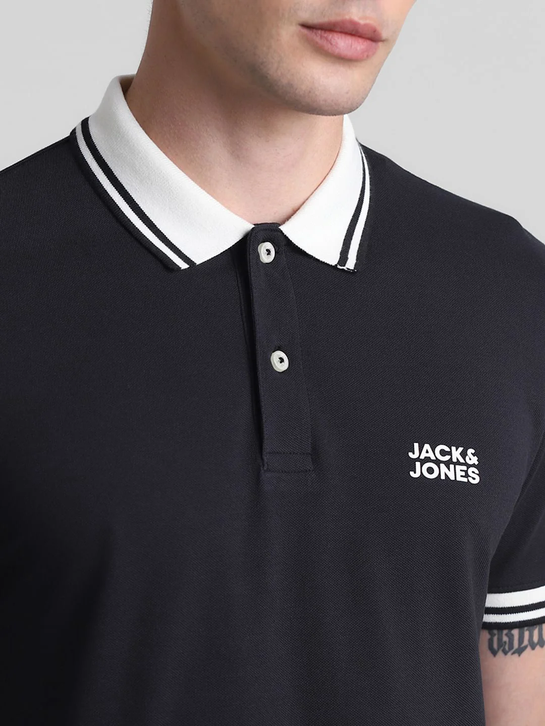 Black Contrast Tipping Polo T-shirt - Image 5