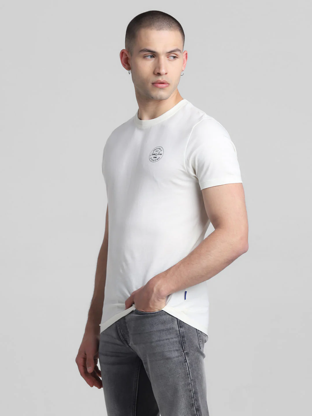 White Crew Neck T-shirt - Image 3