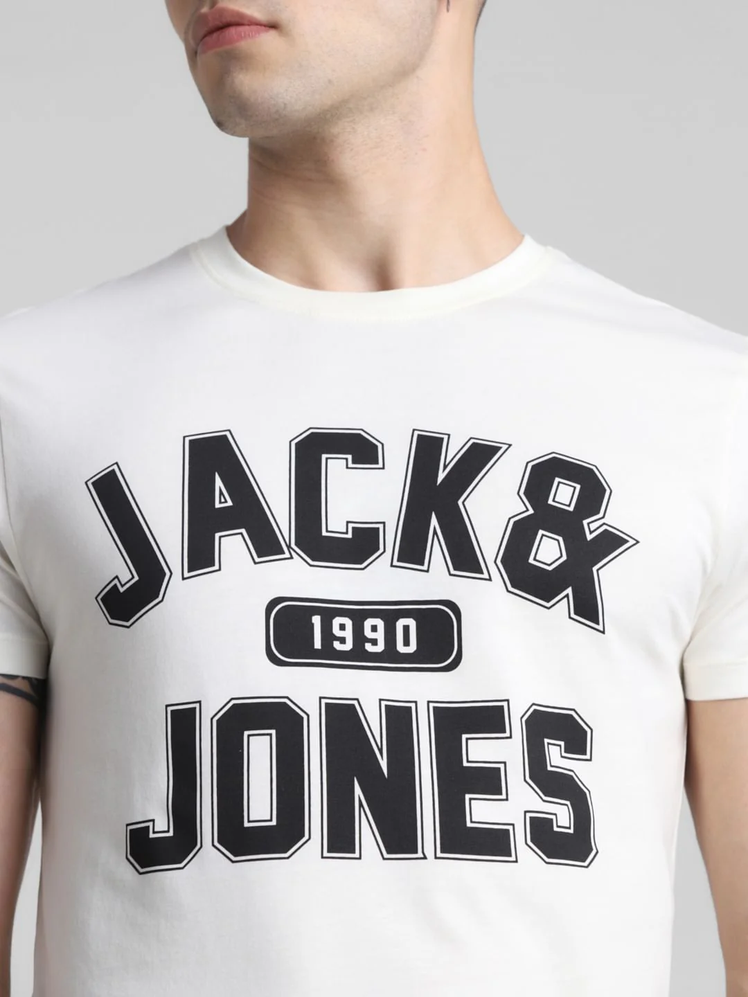 White Logo Print Crew Neck T-shirt - Image 5