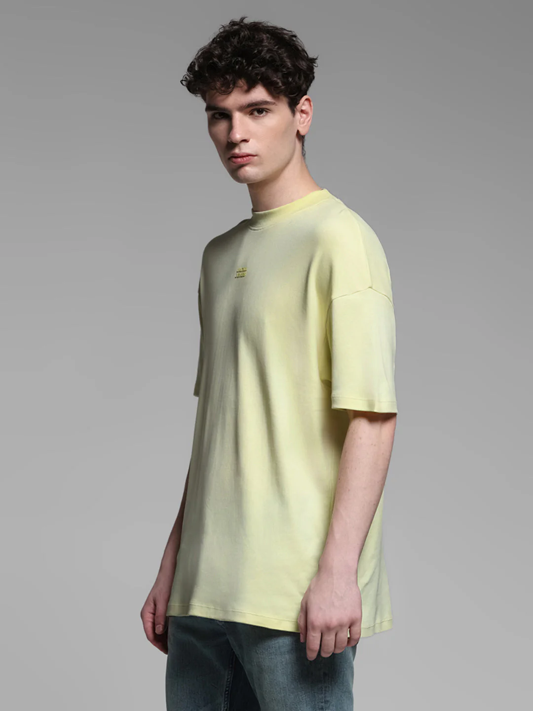 Yellow Oversized Crew Neck T-shirt - Image 3