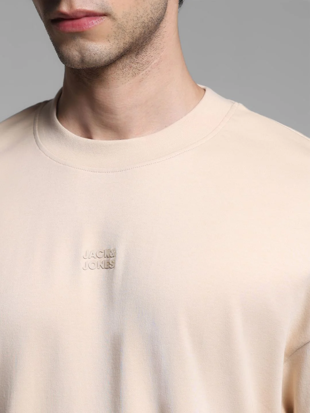 Beige Cotton Oversized T-shirt - Image 5