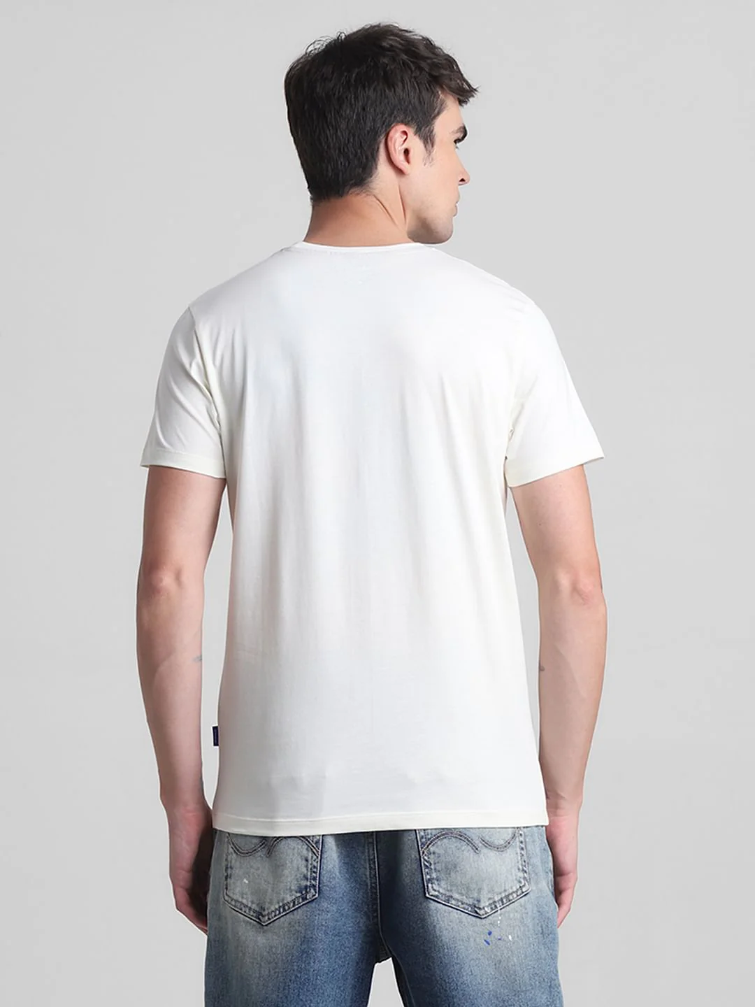 White Logo Print Crew Neck T-shirt - Image 4