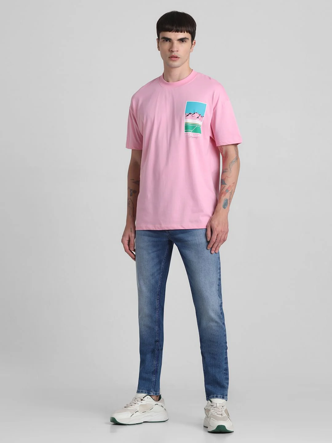 Pink Graphic Print Oversized T-shirt - Image 6