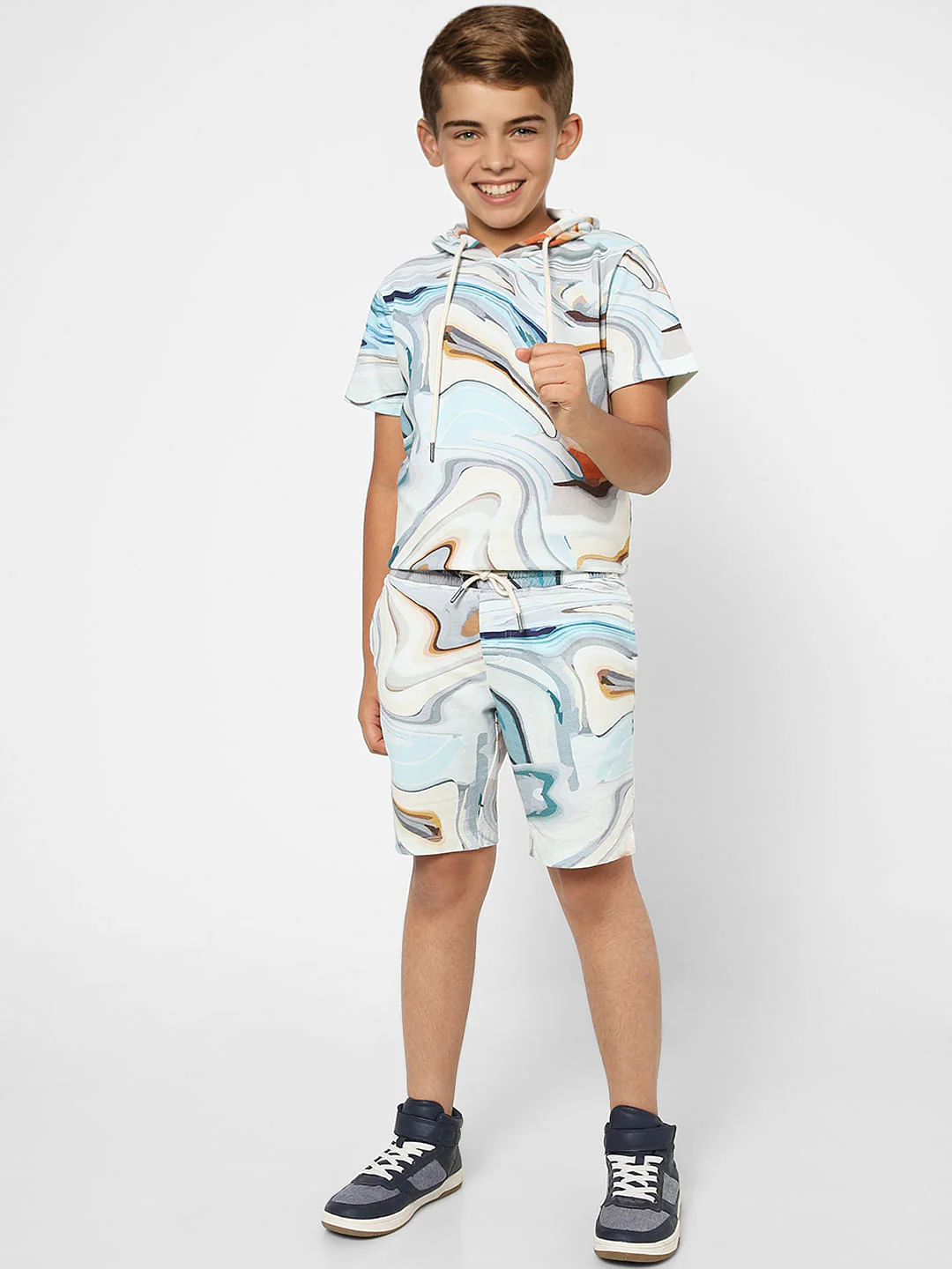 BOYS Blue Printed Low Rise Shorts