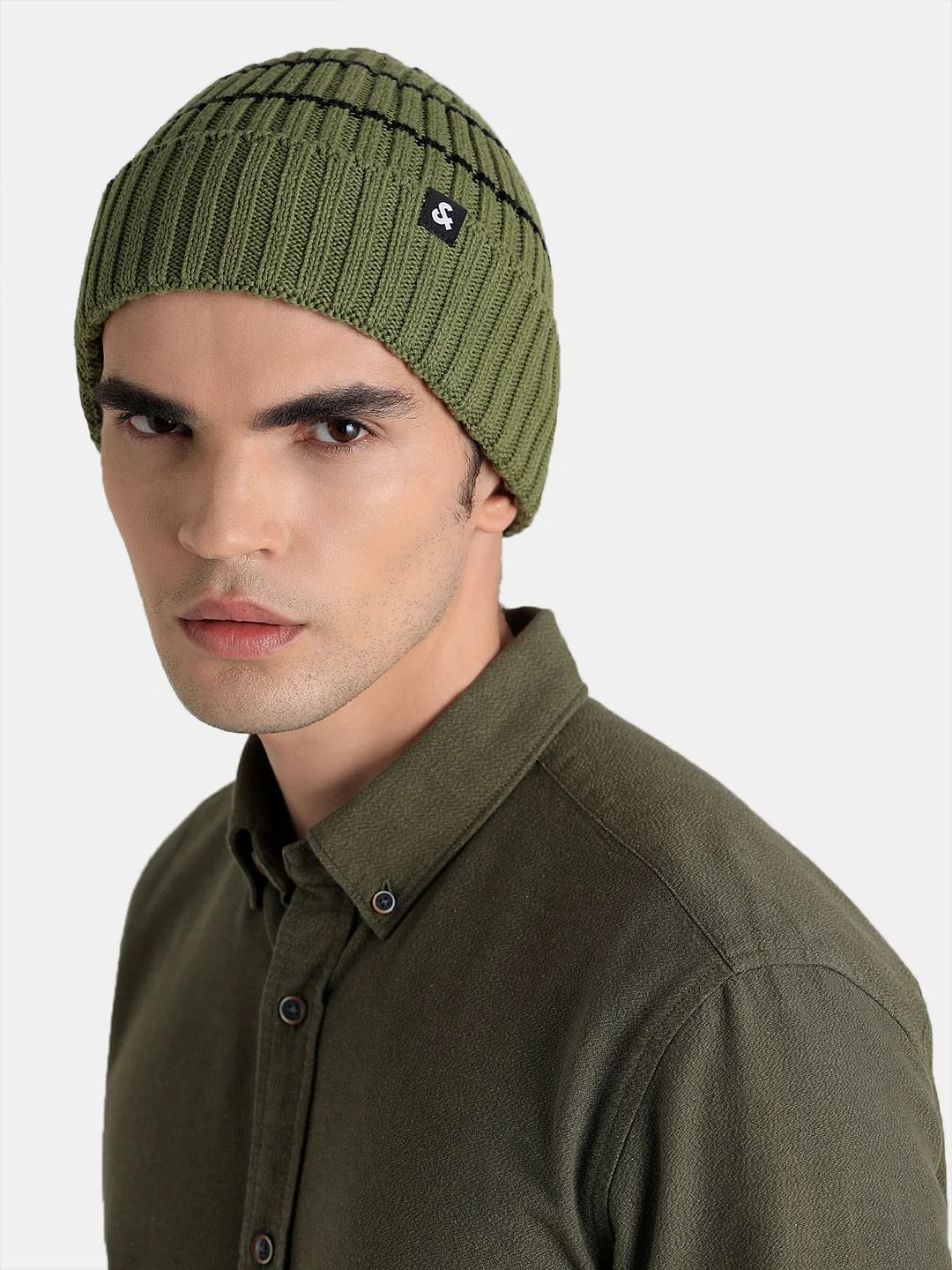 Olive Green Knitted Beanie - Image 4