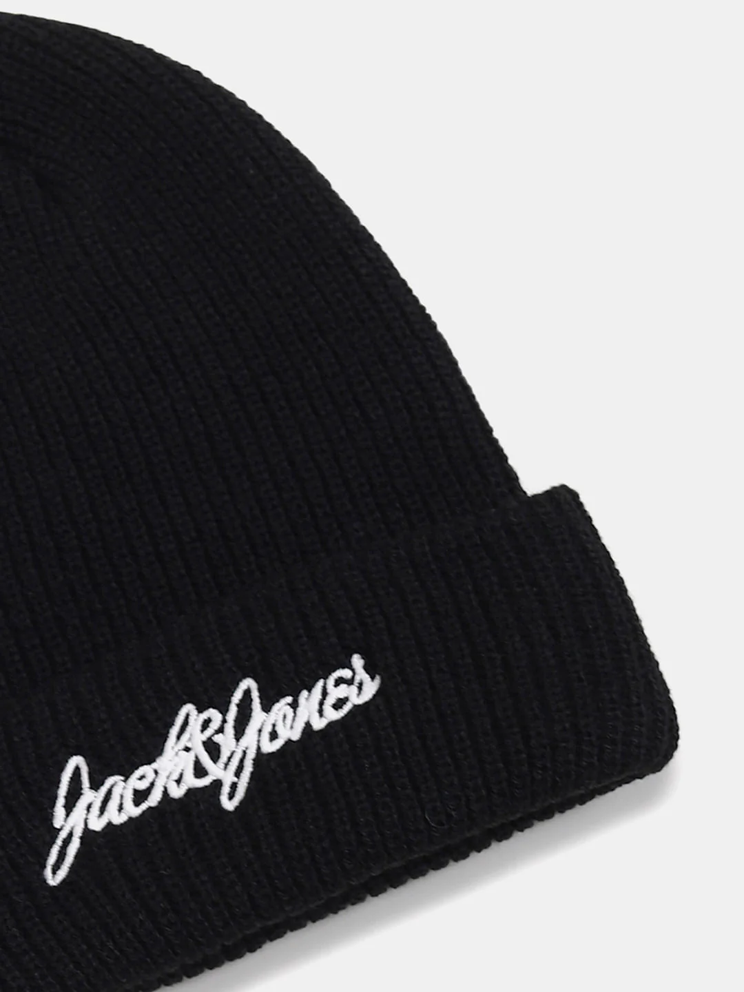 Black Knitted Logo Print Beanie - Image 3