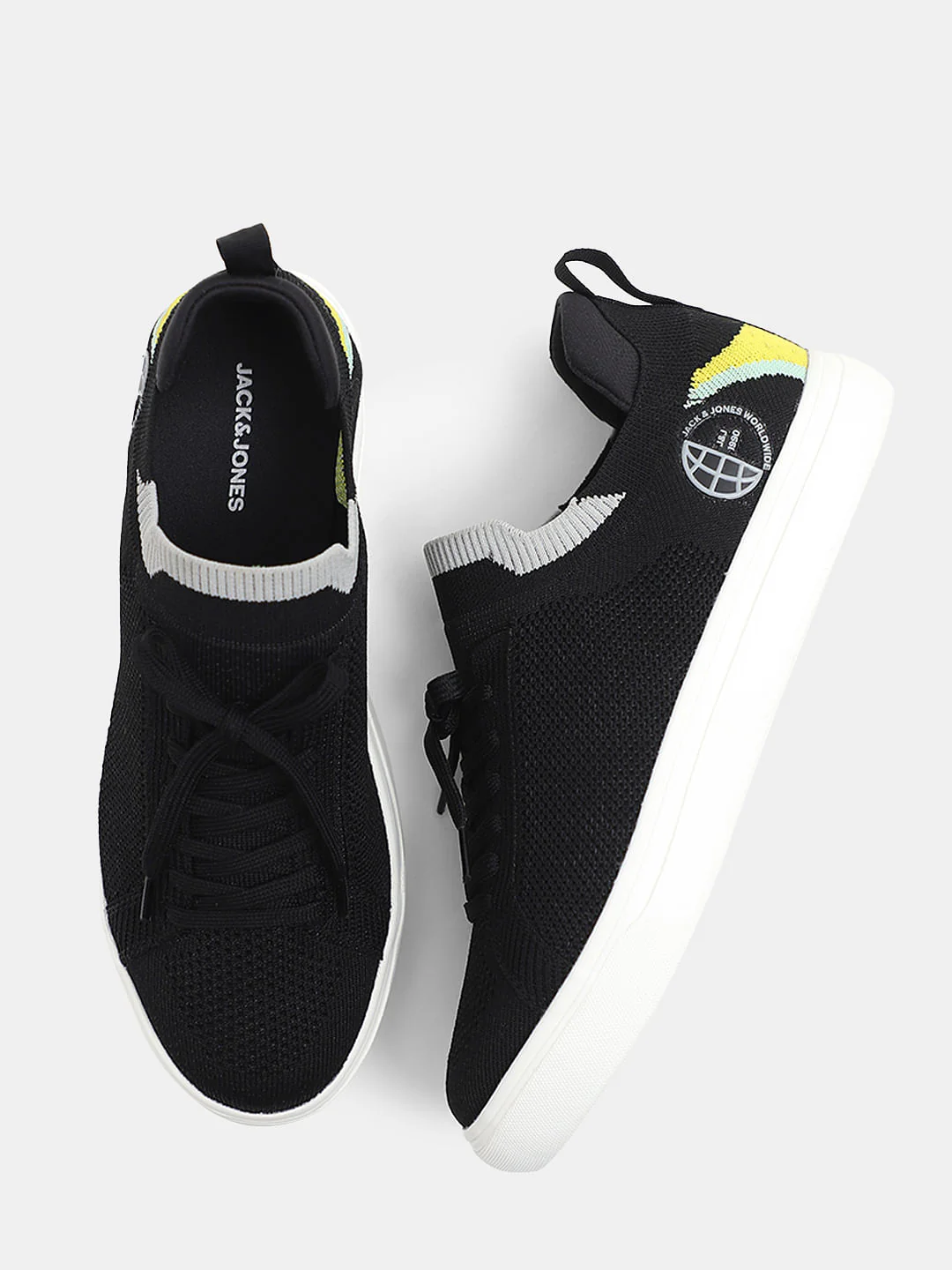 Black Knit Lace-Up Sneakers - Image 3