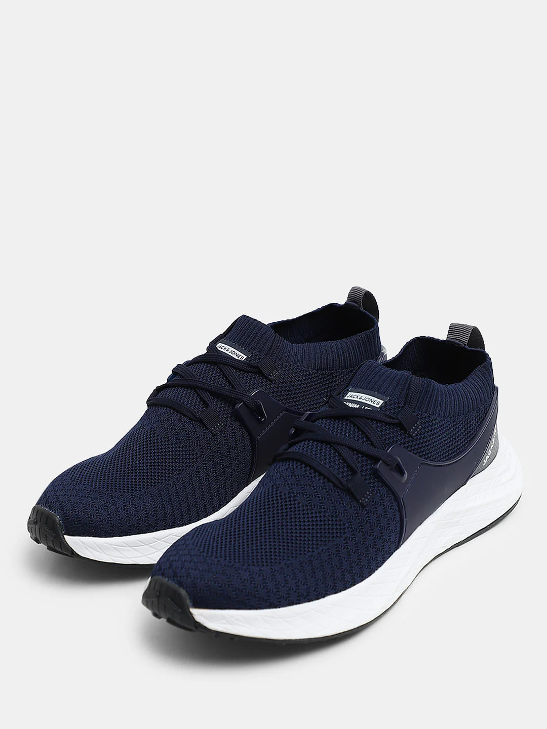 Dark Blue Knit Lace-Up Sneakers - Image 6