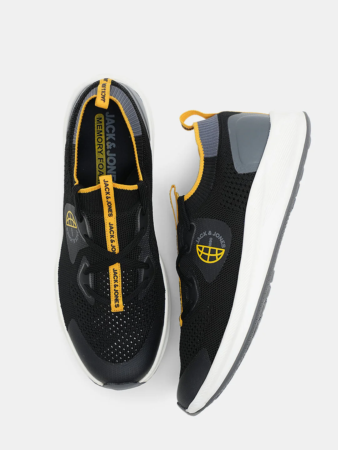 Black Colourblocked Knit Sneakers - Image 3