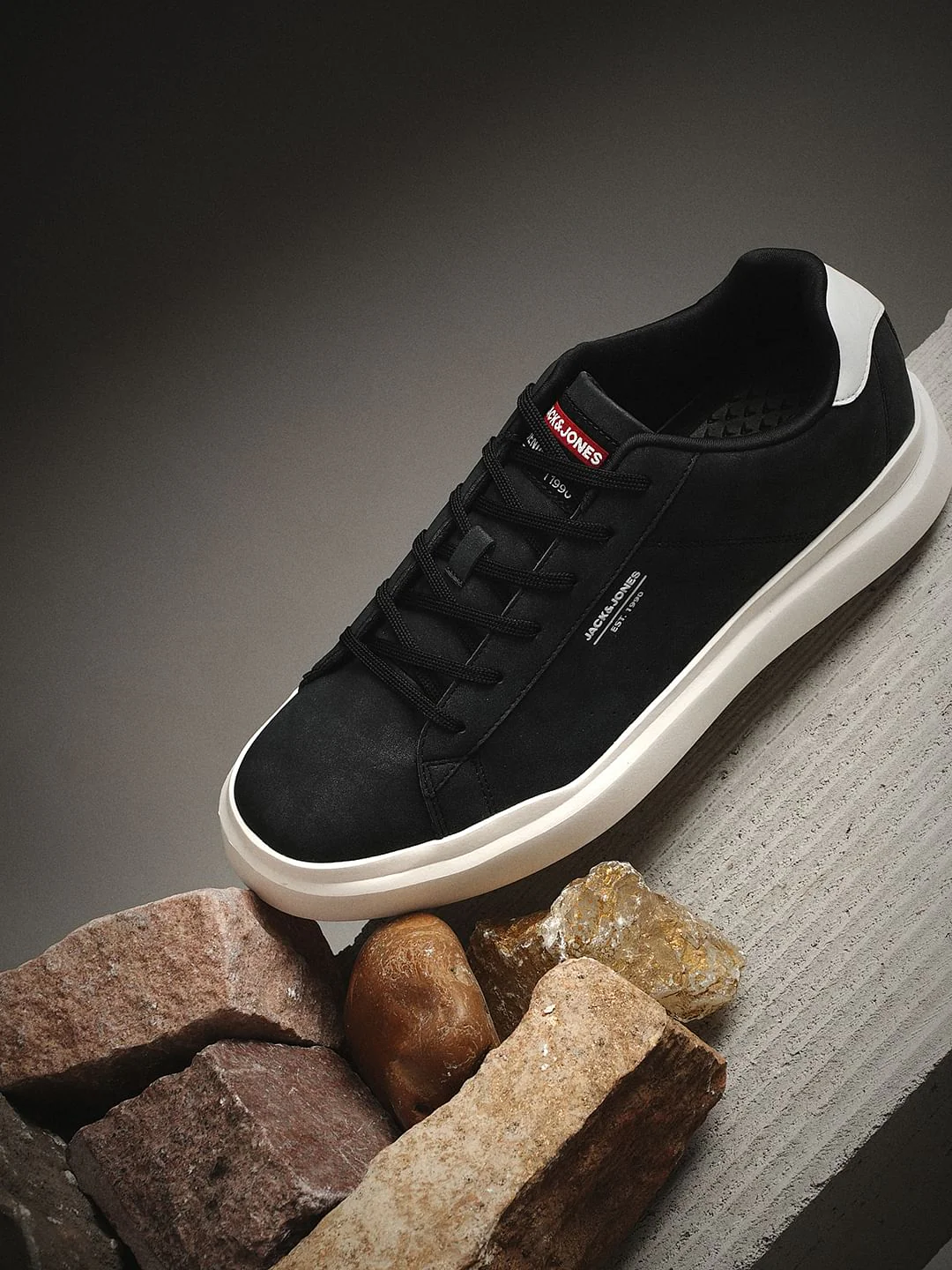Black Vintage Lace-Up Sneakers