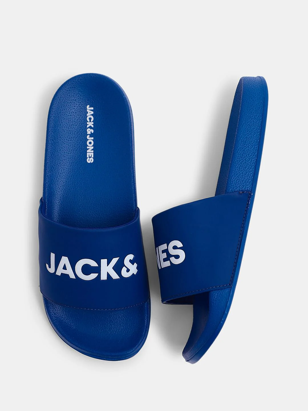 Dark Blue Logo Print Pool Sliders - Image 3