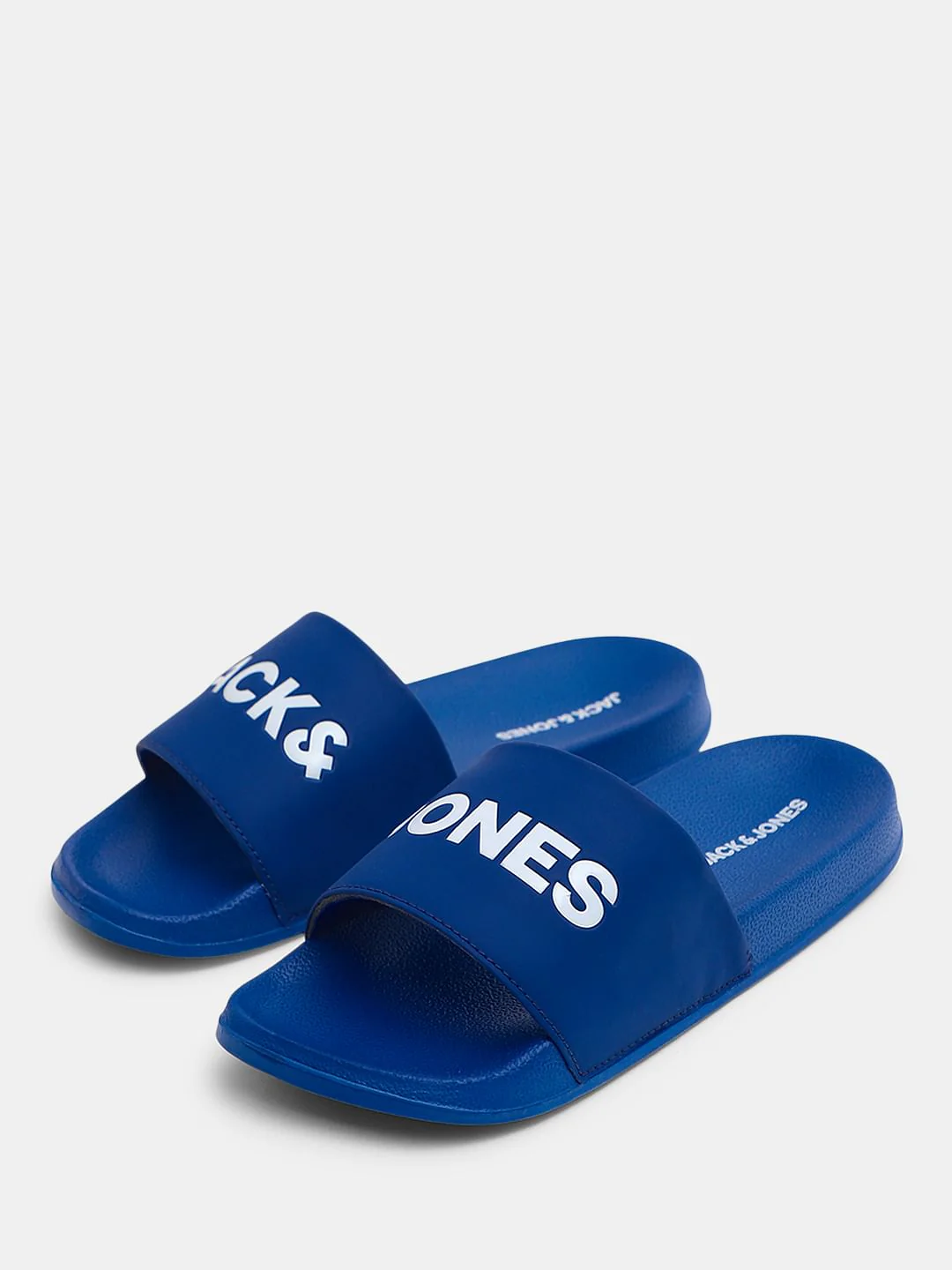 Dark Blue Logo Print Pool Sliders - Image 6