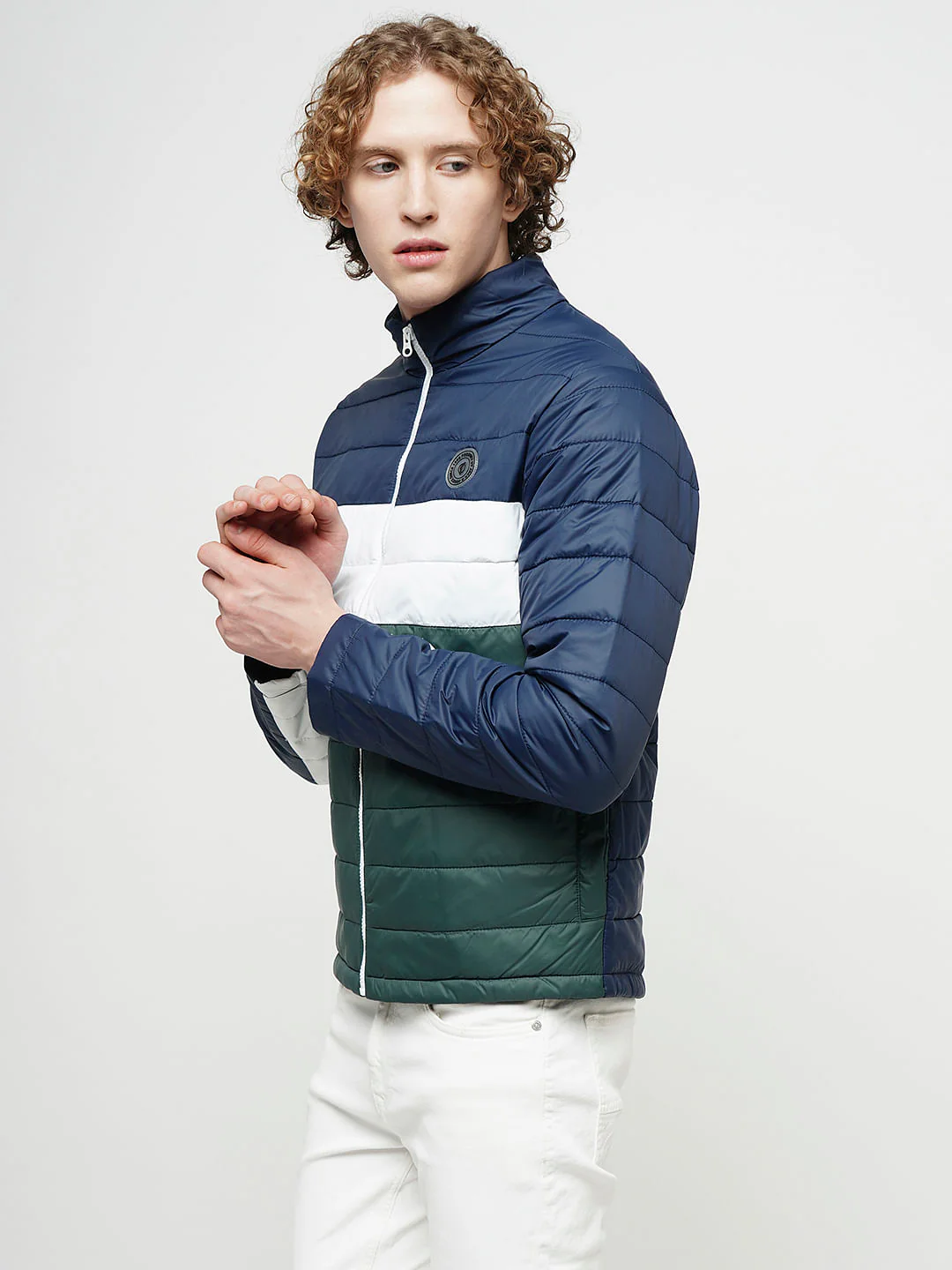 PRODUKT by JACK&JONES Blue Colourblocked Puffer Jacket - Image 3