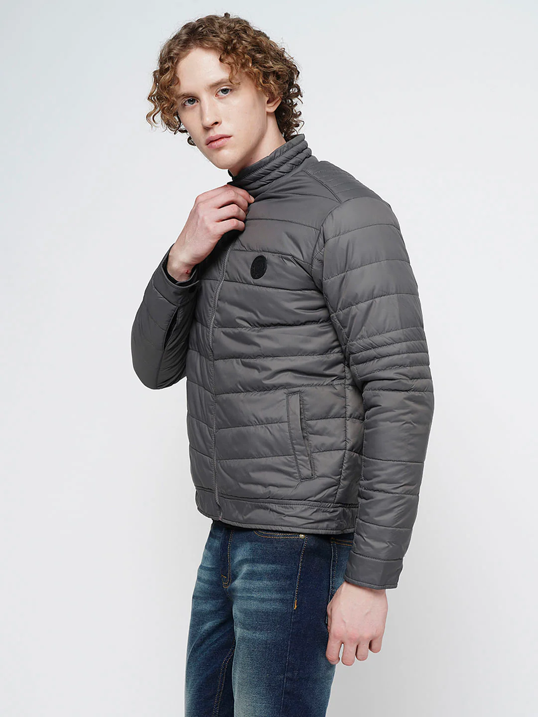 PRODUKT by JACK&JONES Dark Grey Zip-Up Puffer Jacket - Image 3