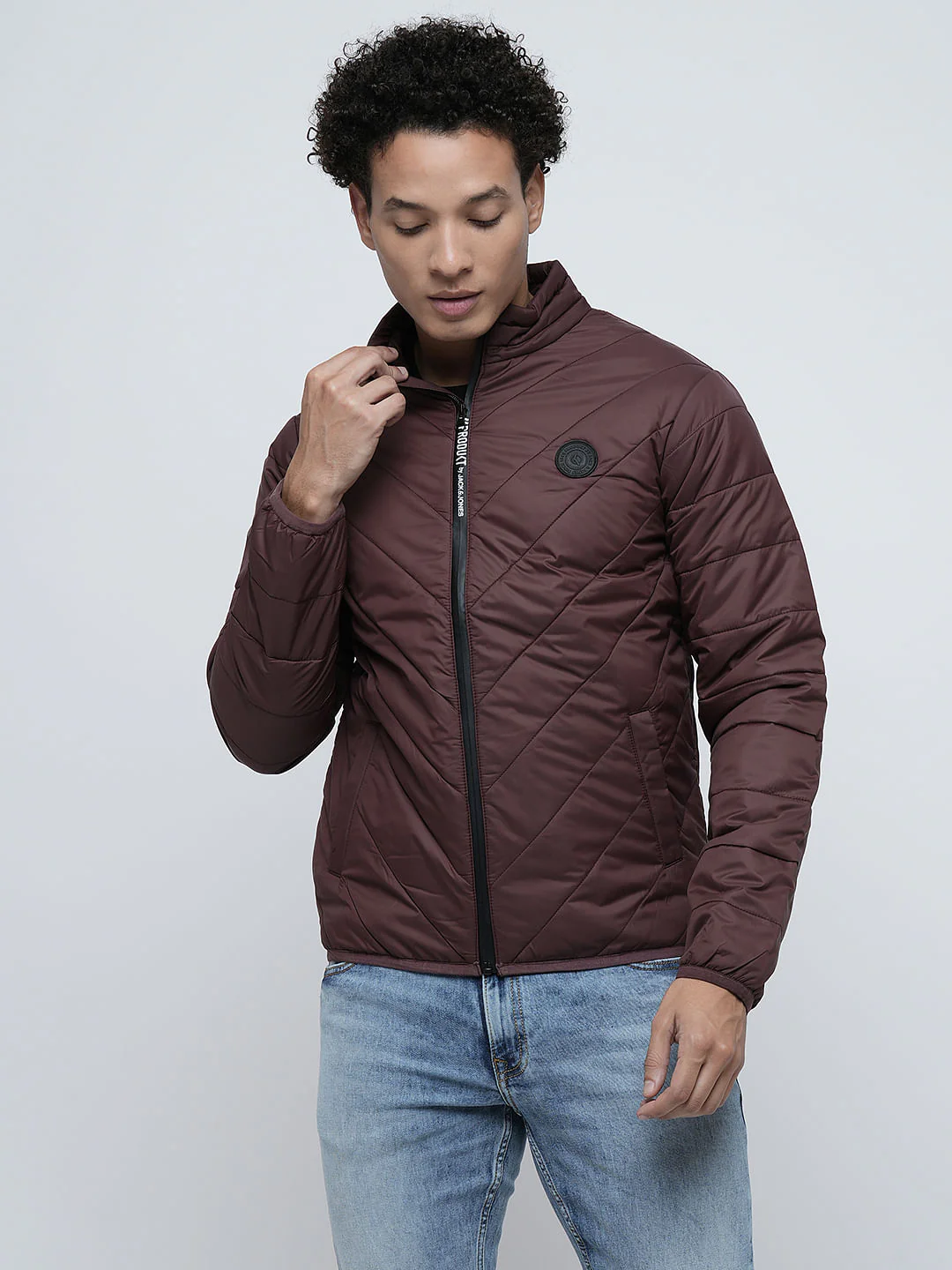 PRODUKT by JACK&JONES Maroon High-Neck Puffer Jacket - Image 2