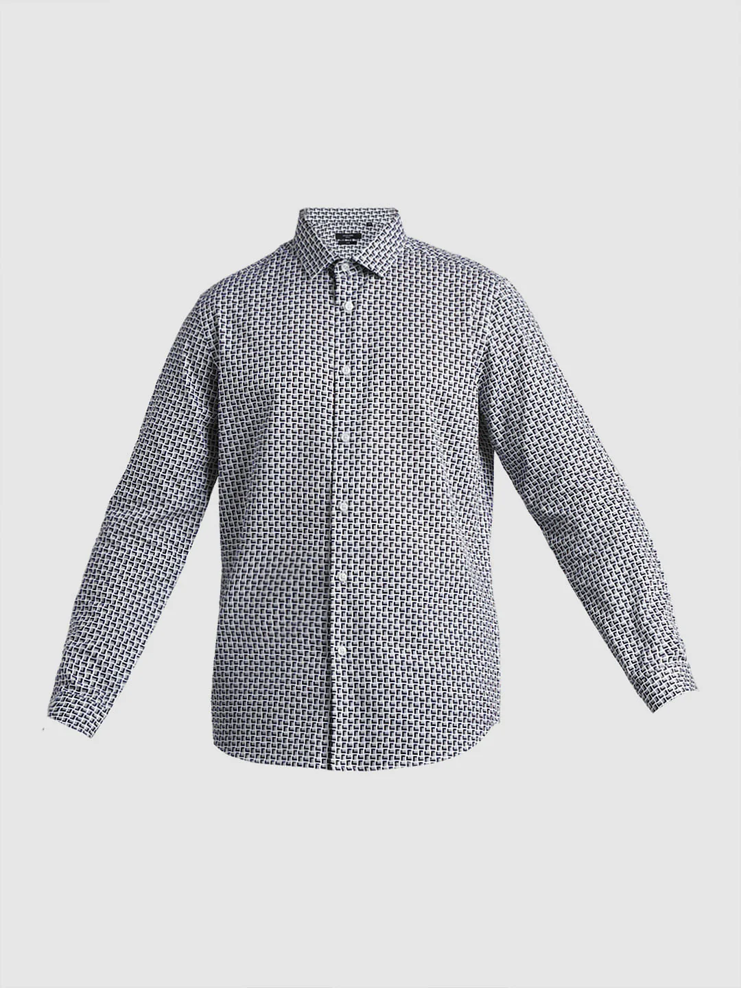 White Printed Dobby Full Sleeves Shirt - Image 7