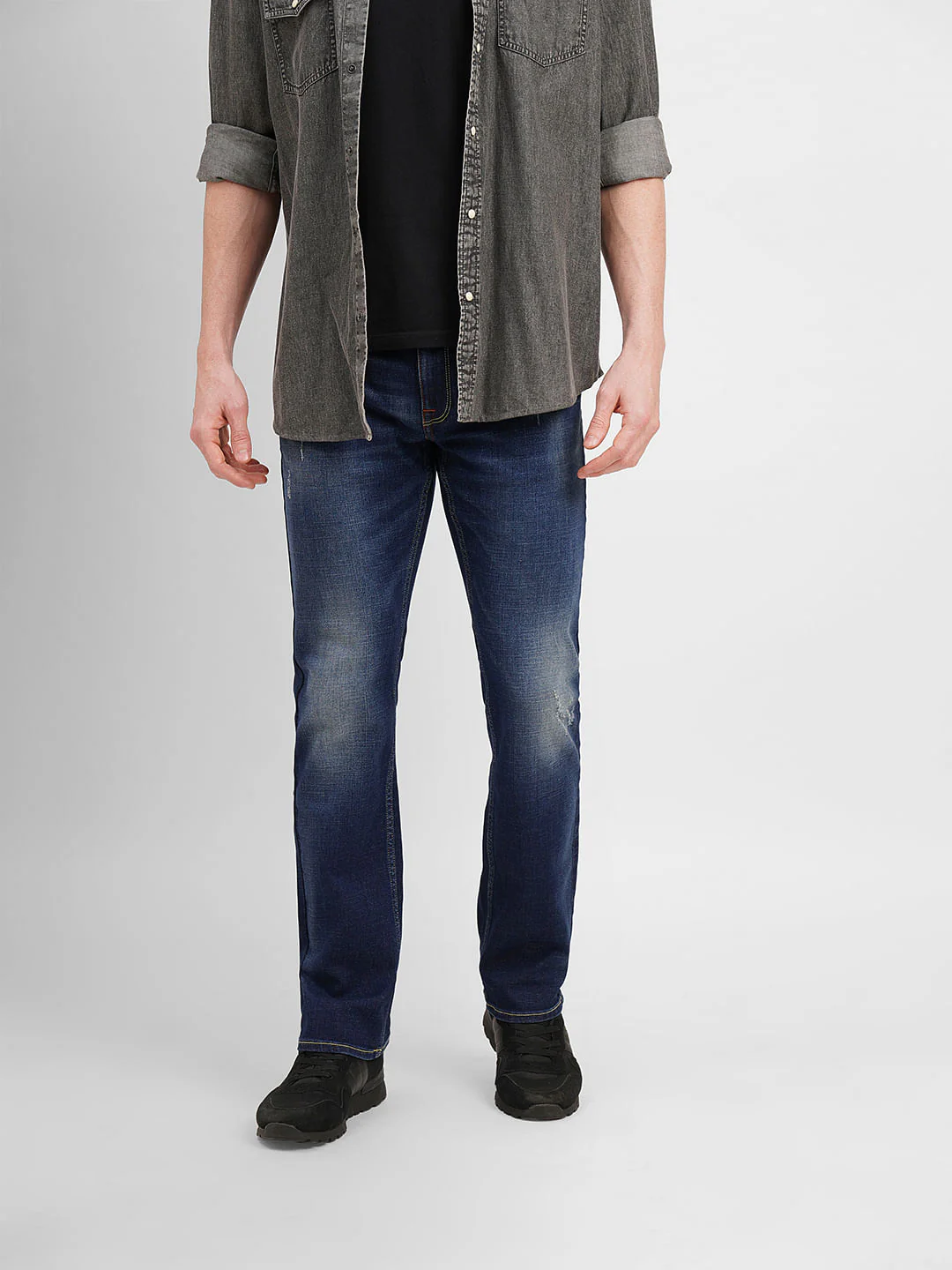 Dark Blue Mid Rise Clark Regular Fit Jeans - Image 2