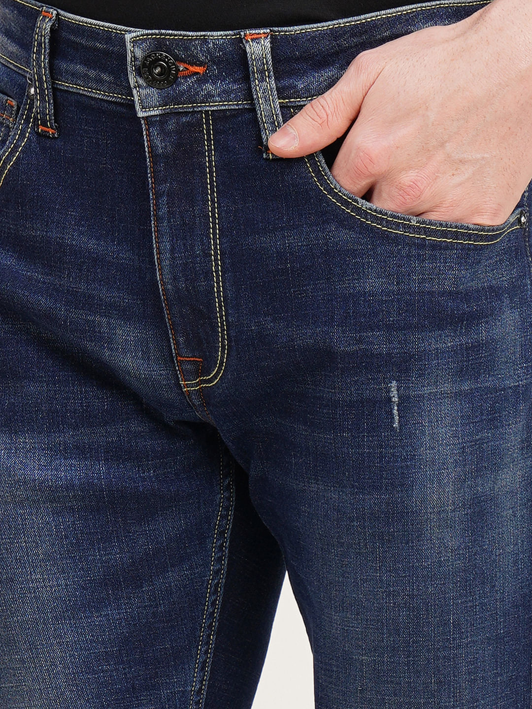 Dark Blue Mid Rise Clark Regular Fit Jeans - Image 5