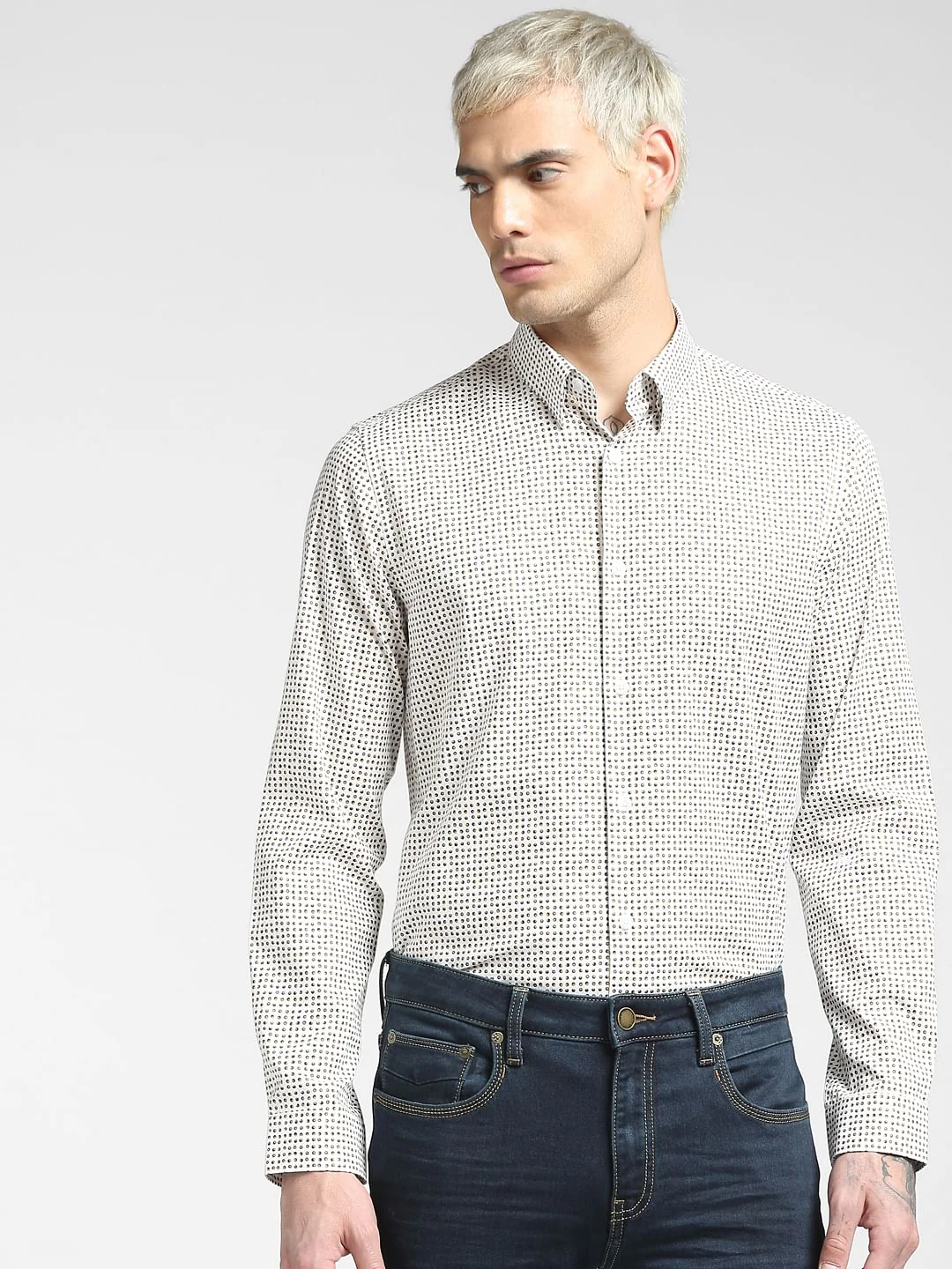 White All Over Print Full Sleeves Shirt - Image 2