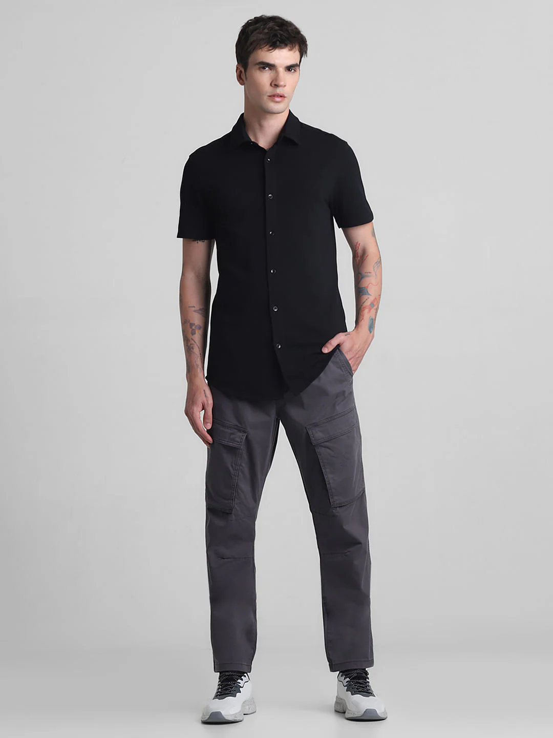 Black Knitted Short Sleeves Shirt - Image 6