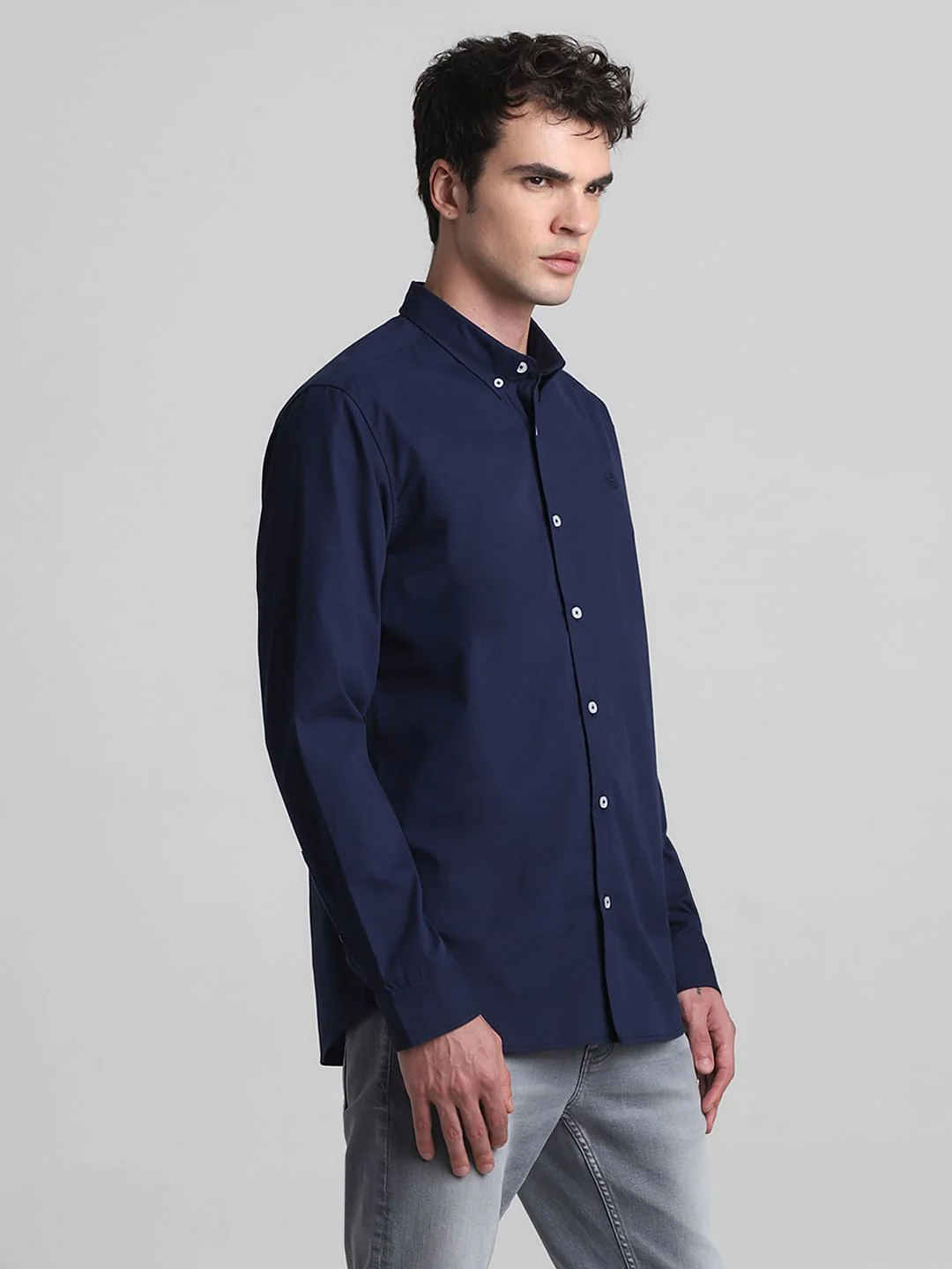 Dark Blue Cotton Full Sleeves Shirt - Image 3