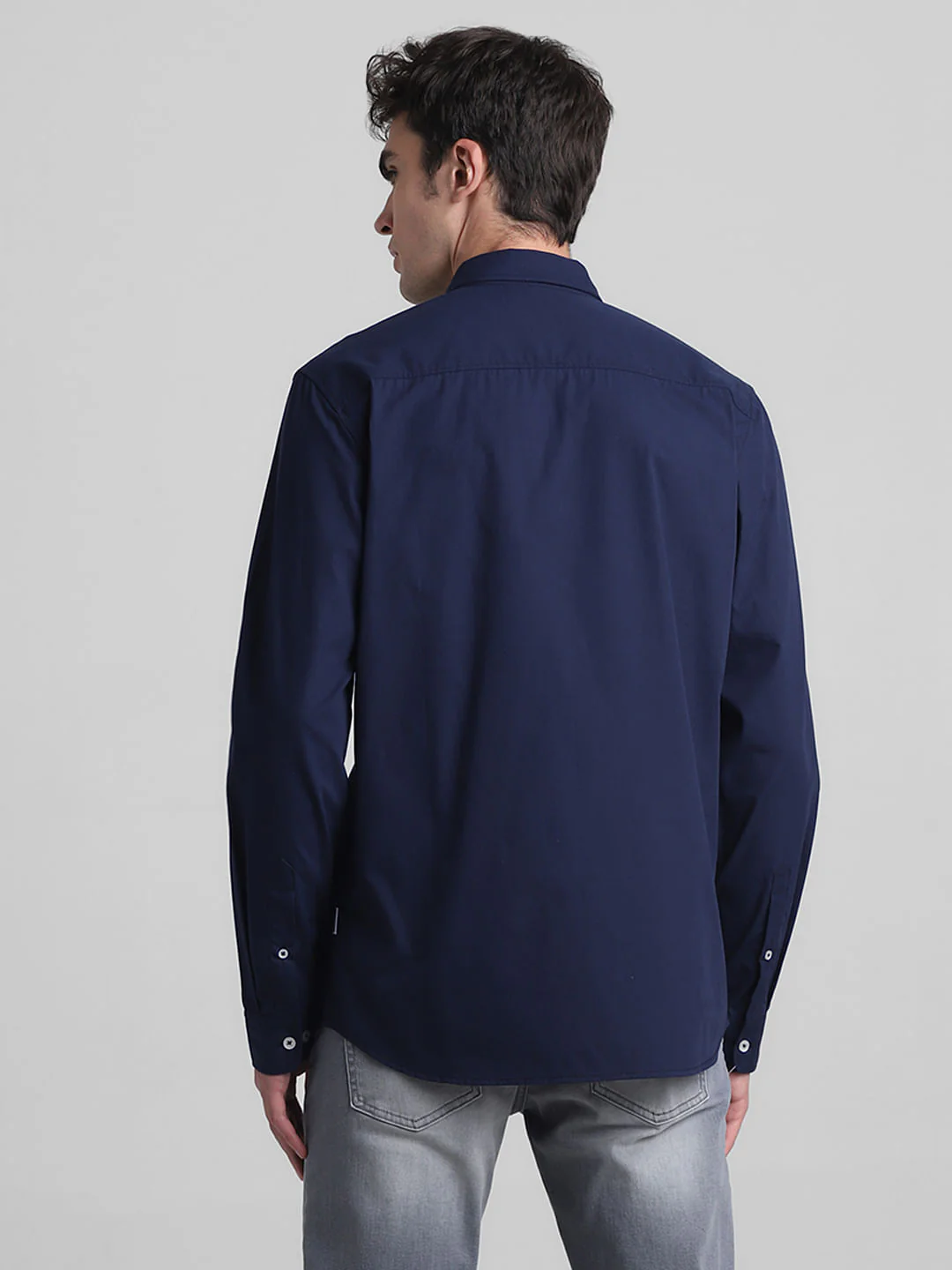 Dark Blue Cotton Full Sleeves Shirt - Image 4