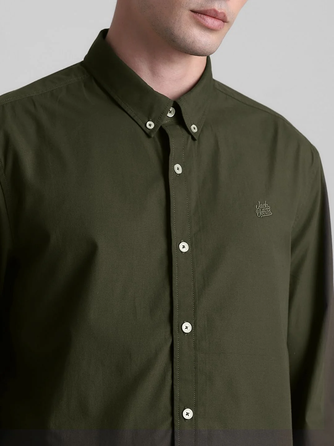 Green Cotton Full Sleeves Shirt - Image 5