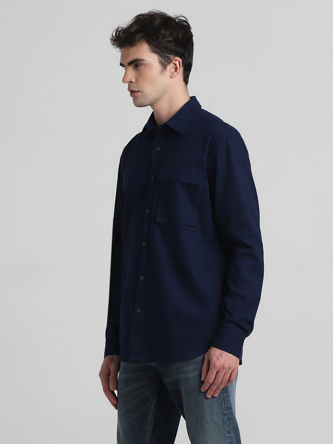 Dark Blue Cotton Full Sleeves Shirt - Image 3