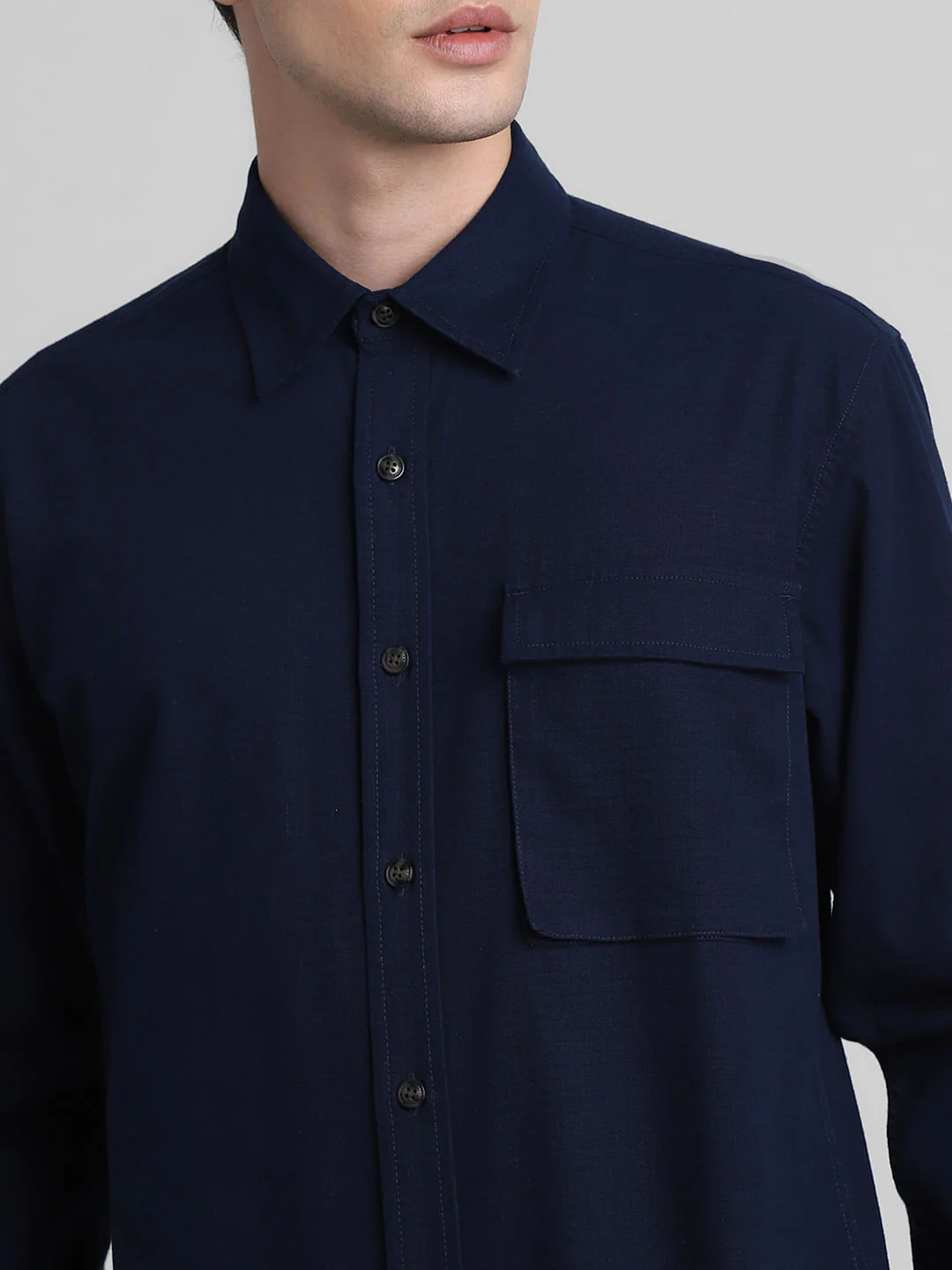 Dark Blue Cotton Full Sleeves Shirt - Image 5