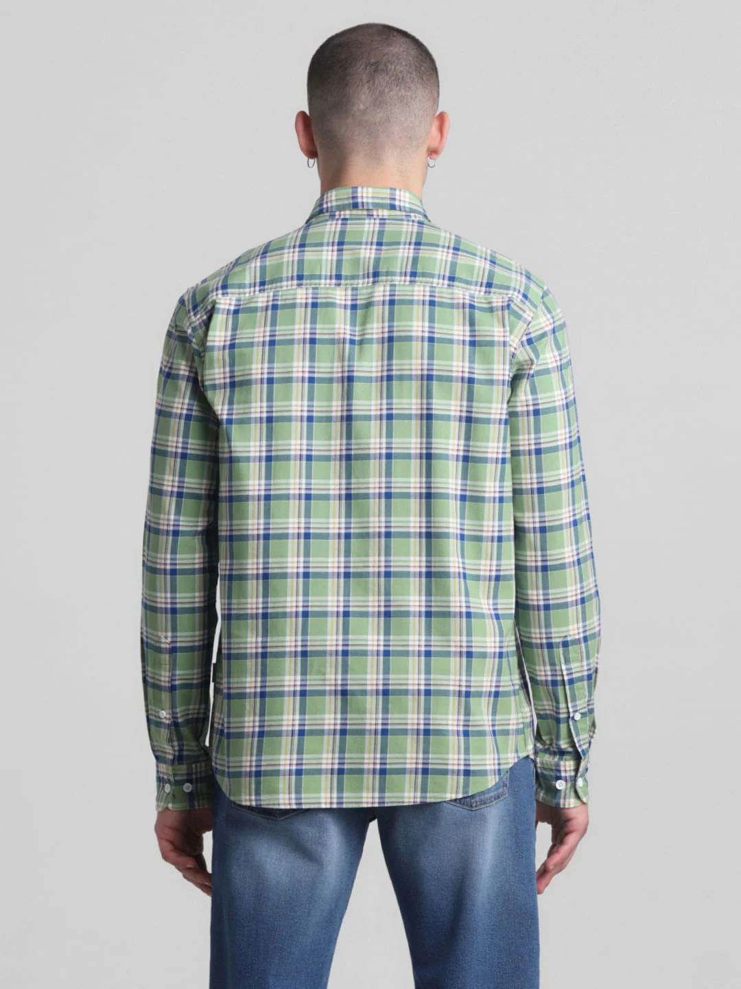 Light Green Check Full Sleeves Shirt - Image 4