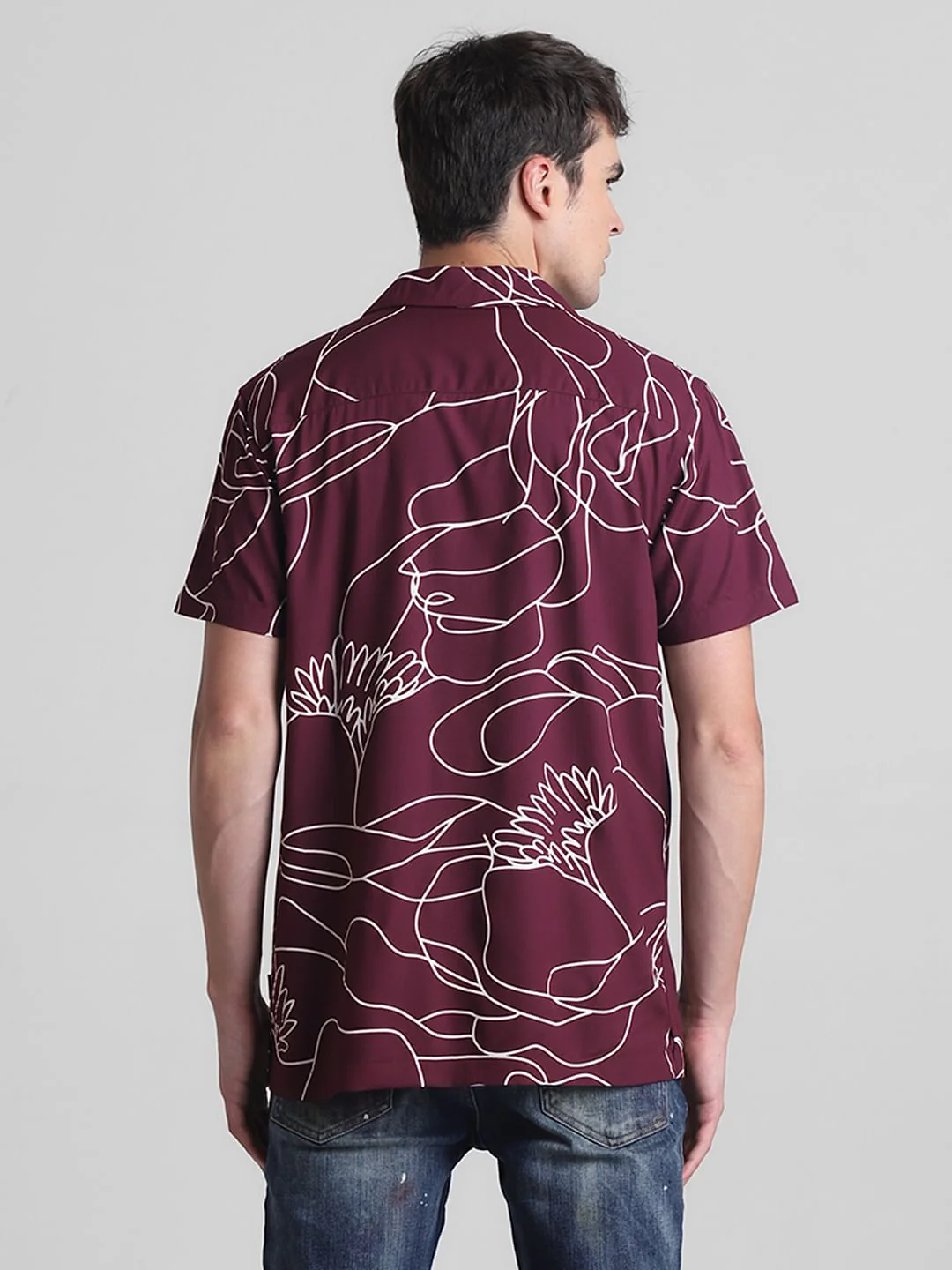 Wine Printed Short Sleeves Shirt - Image 4