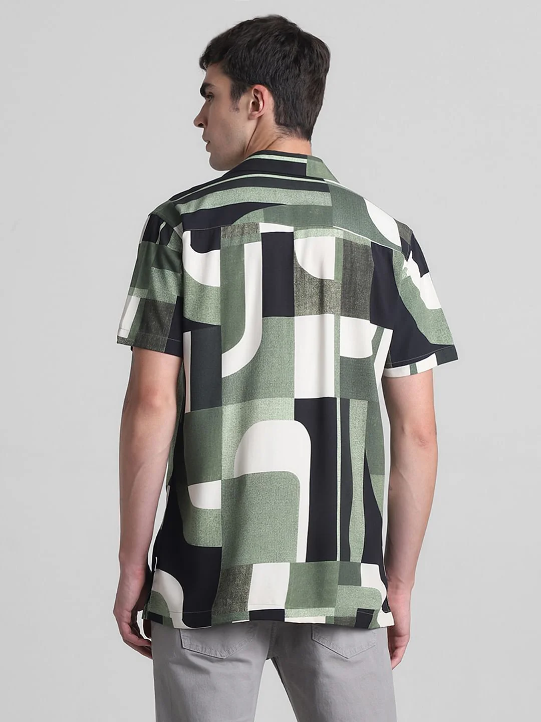 Green Printed Short Sleeves Shirt - Image 4