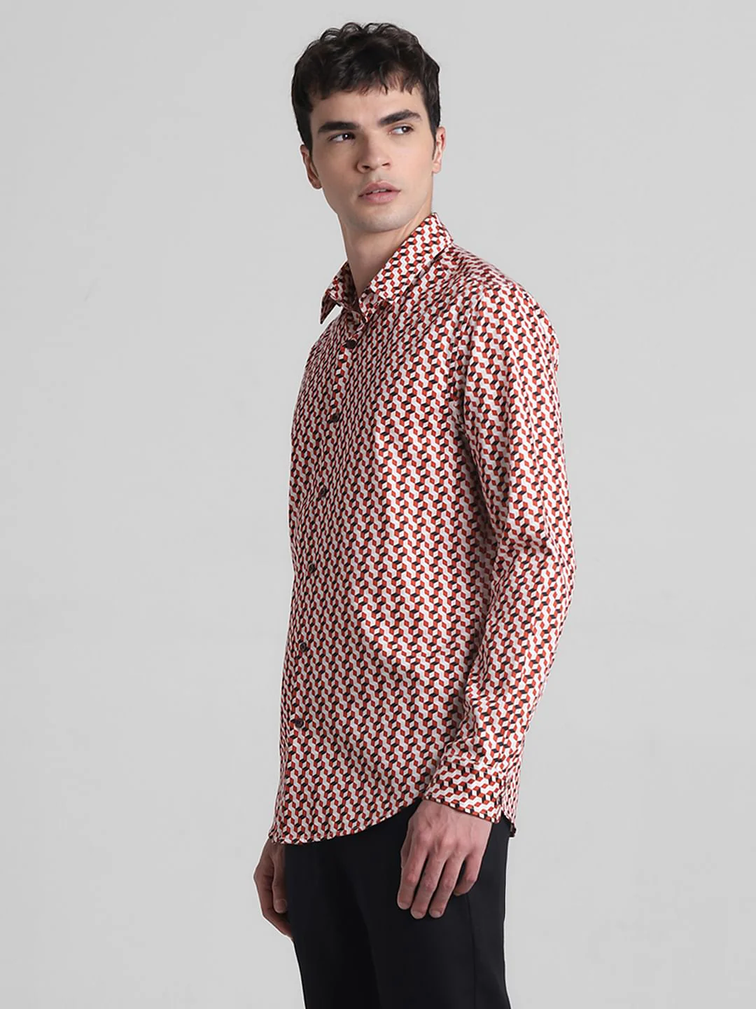 Red Printed Full Sleeves Shirt - Image 3