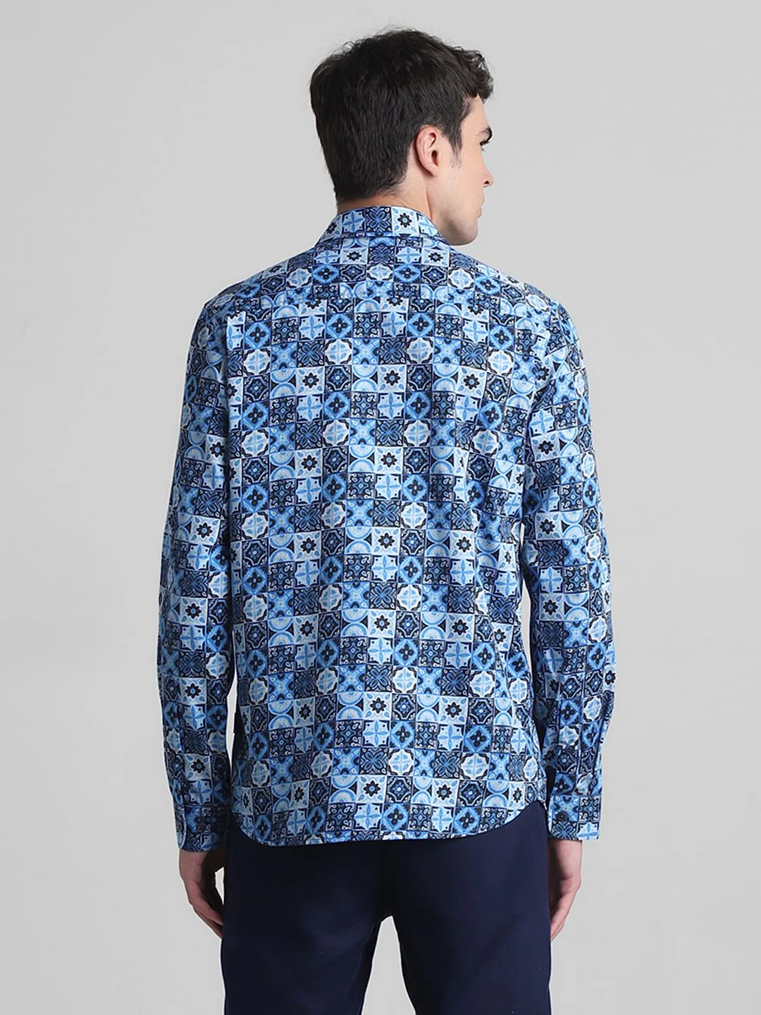Blue Printed Full Sleeves Shirt - Image 4