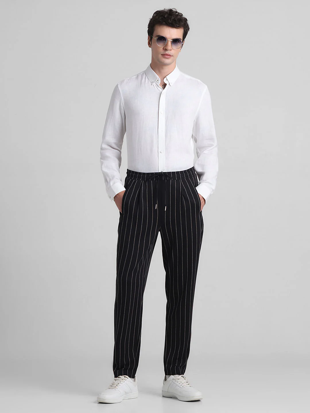 Black Mid Rise Striped Jogger Pants - Image 6